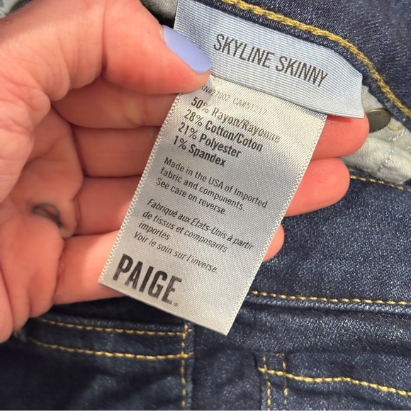 Paige Skyline Skinny Stretch Mid Rise Jeans Rosalyn Dark Wash Size 27 - Picture 9 of 11